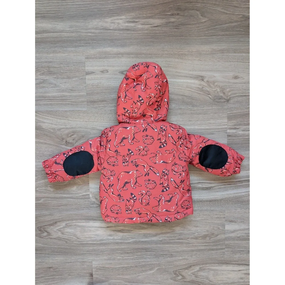 Cat & Jack‎ Toddler 3-in-1 Puffer Jacket Set Orange Woodland Animals Child 12m